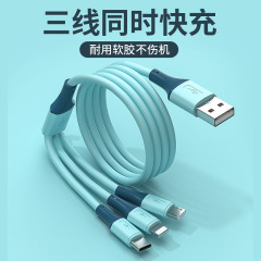 一引き三液体シリカゲルラインはランプ付きの急速充電データラインに適用されます。