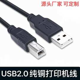 方口打印机线黑色usb2.0高速全铜芯带磁环电脑连接打印机数据线