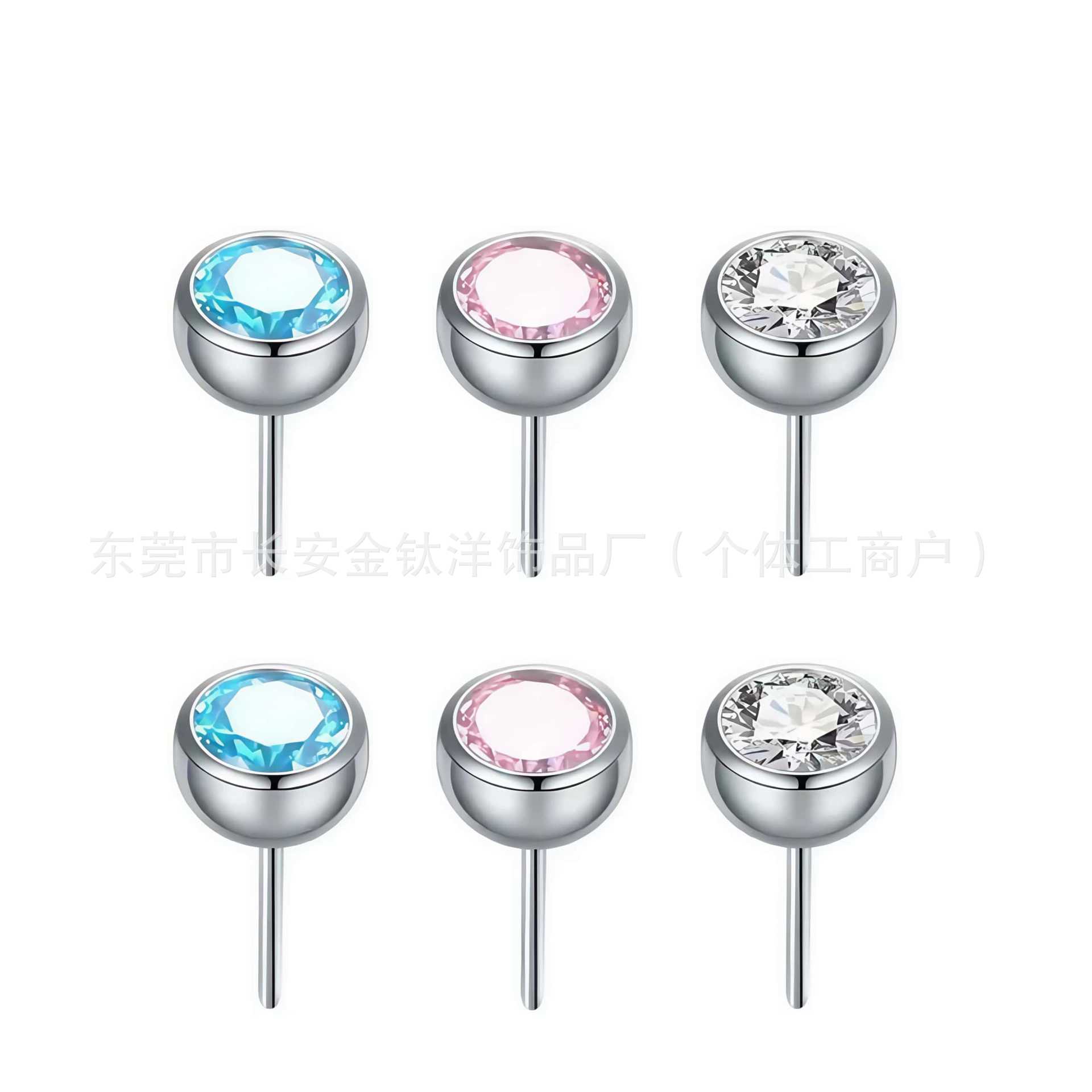 F136 Titanium Plug-In 5A Zircon Nose Nail Lip Nail Pin Ear Nail Ear Bone Nail G23 Titanium Piercing Jewelry detail image 8