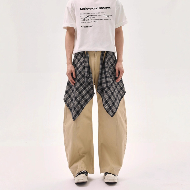 Turntide American Retro Shirt Layered Design Scimitar Jeans Loose Straight Casual Pants Versatile Men's Pants