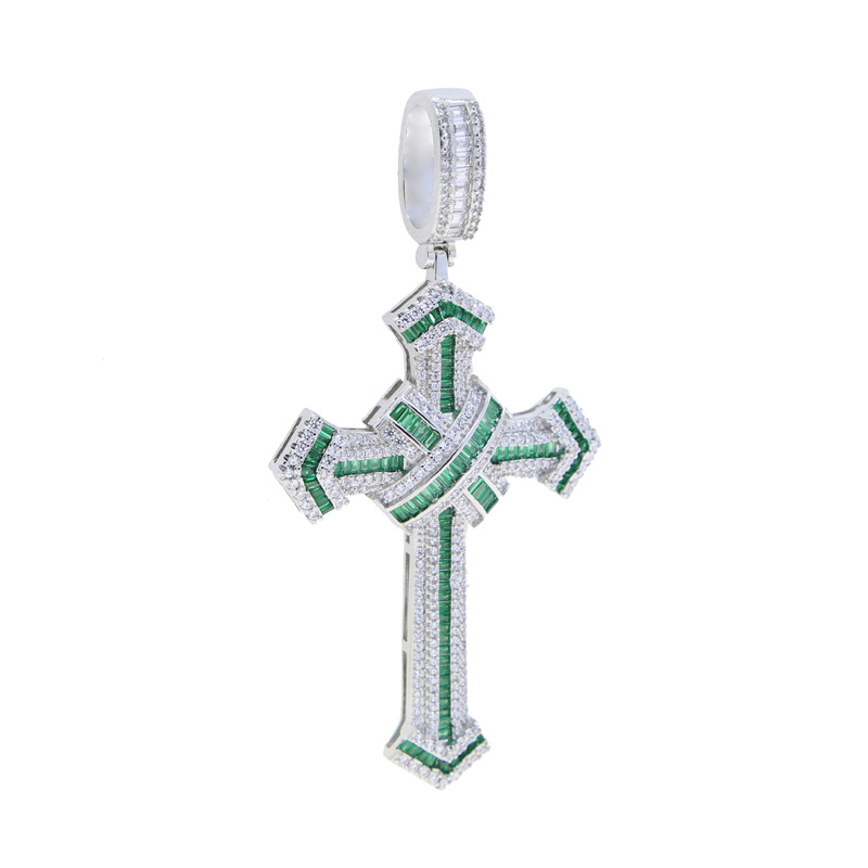 Pendant Necklace Classification Hip-Hop Cross Copper Inlay Zircon Men's Pendant Necklace