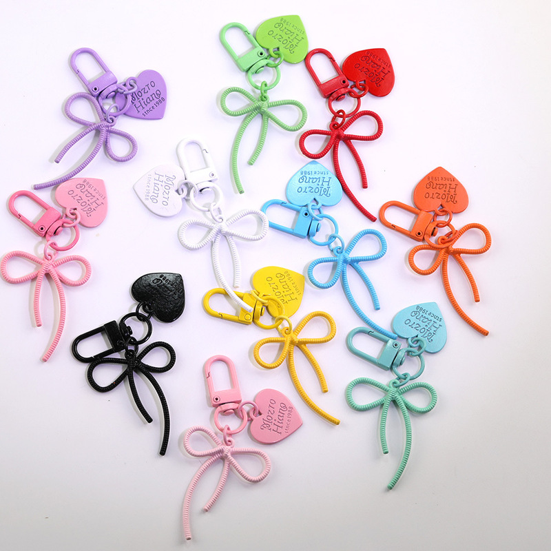 Cartoon Creative Bowknot Heart Keychain Pendant DIY Handmade Bead Bag Decoration Materials and Accessories Cartoon Creative Bowknot Heart Keychain Pendant DIY Handmade Bead Bag Decoration Materials and Accessories