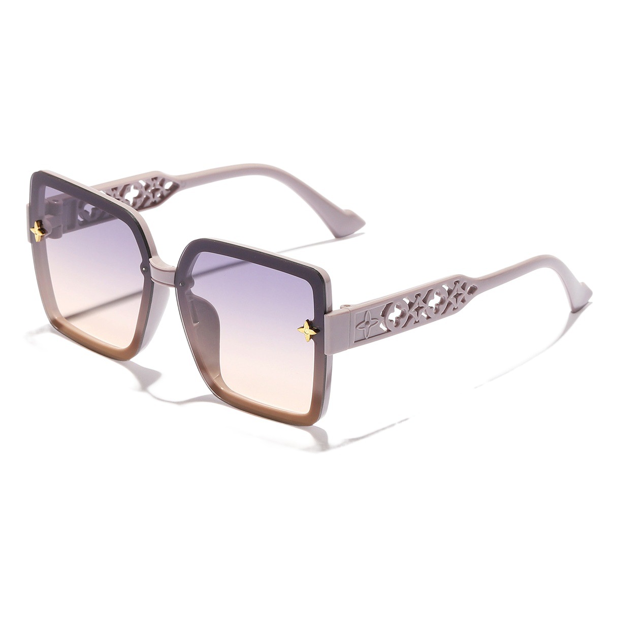 Nuevo estilo coreano elegante marco trébol hueco-fuera de oro beige uñas moda personalidad moda desgaste esencial luz lujo gafas de sol
