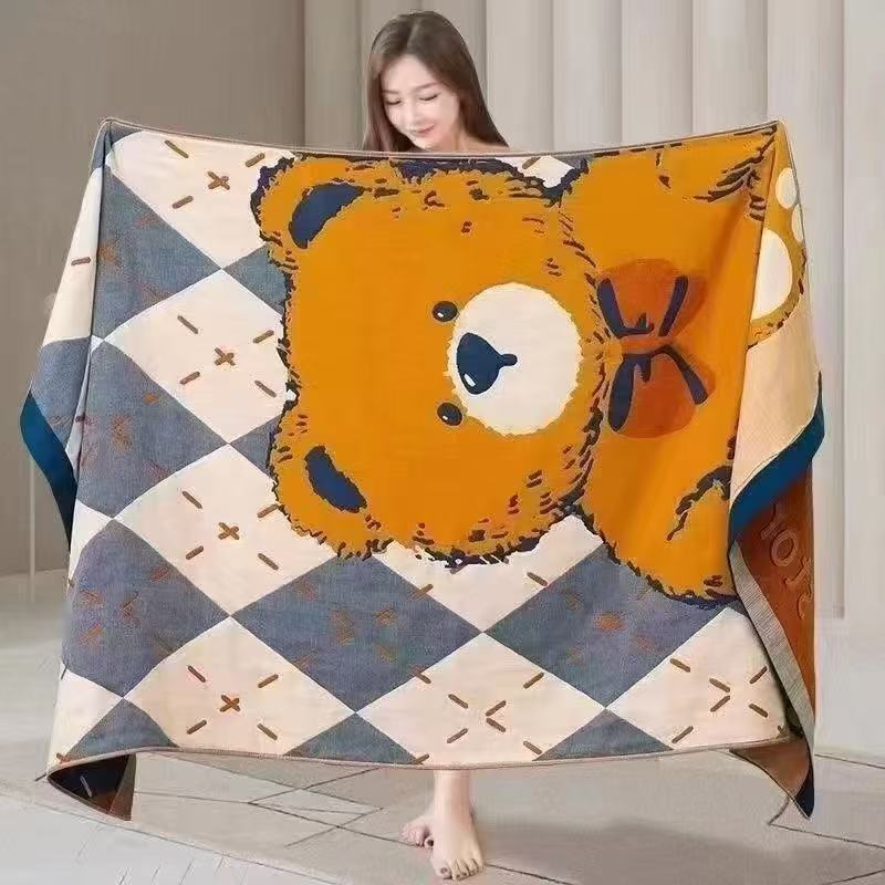 Gauze Bath Towel for Men and Women, Household Plus Size Adult Quick-Drying Sofa Bath Warm Blanket Shawl Small Blanket