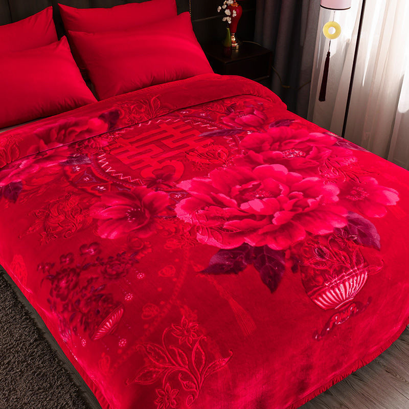 U7T 웨딩 담요 웨딩 레드 담요 하이 기어 더블 선물 담요 배달 포장 얇은 퀼트 담요 슈퍼 소프트