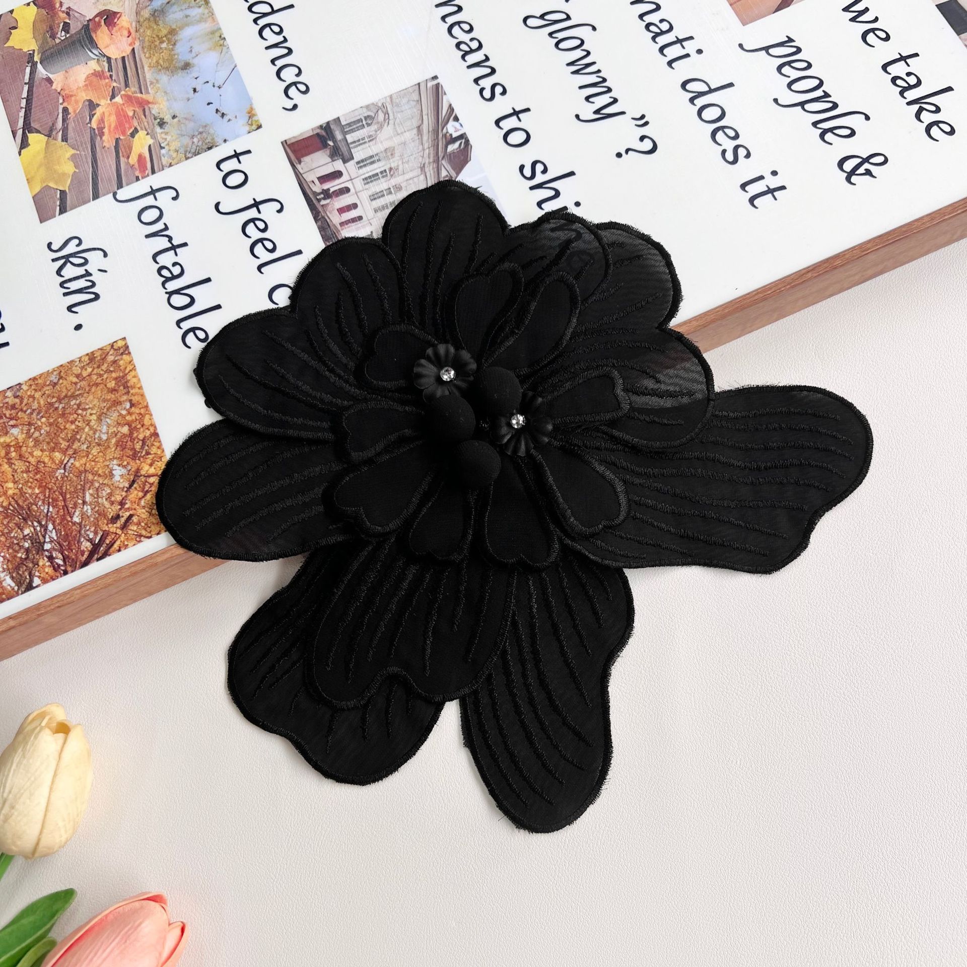 Broche de cuentas multicapa, botón floral bordado a máquina, accesorios tridimensionales para vestidos, camisas y bolsos de mujer, apliques. image 2