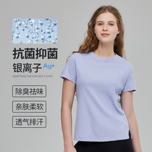 2024女士新款棉感短袖女式银卫士圆领透气运动T恤