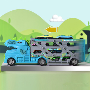 Cross-Border Temu Amazon Dinosaur Toy Rail Car Sliding Alloy Car Foldableing Storage Deformation Ejection Large Truck