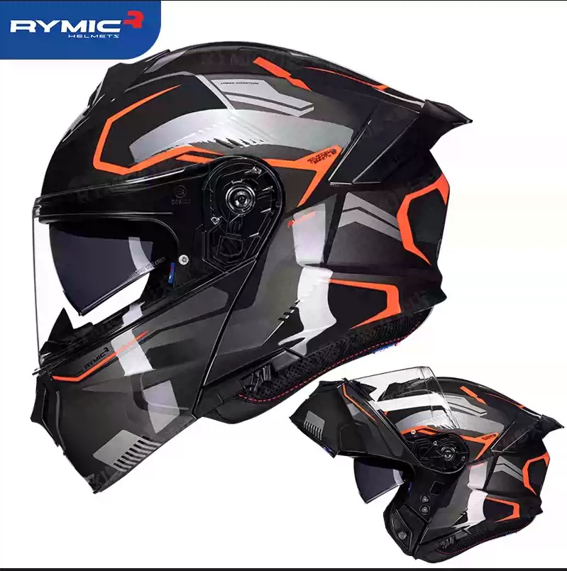 Casco de motocicleta Ruimi, motocicleta para hombres y mujeres, casco de doble espejo, ranura Bluetooth totalmente cubierta, cola grande de cuatro estaciones 3C