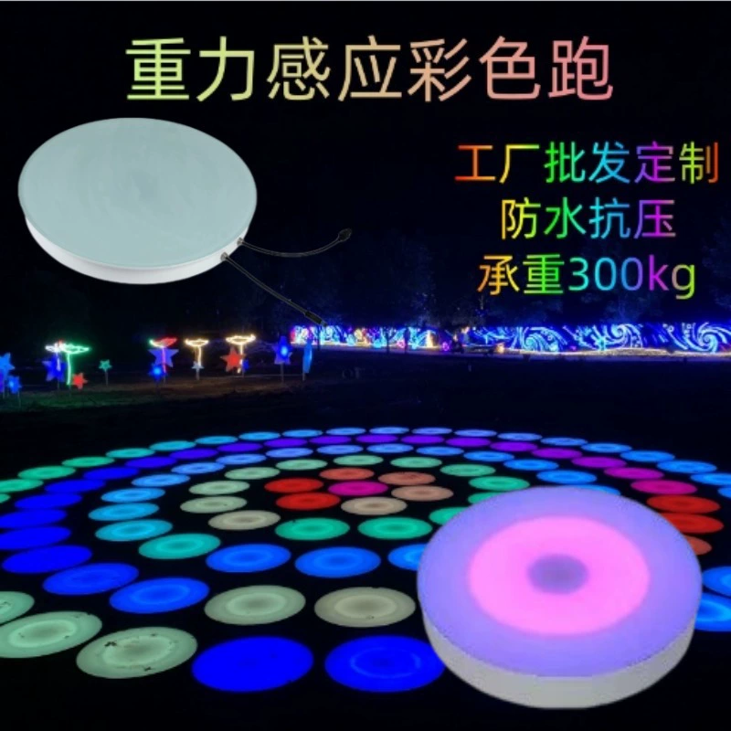 Круглые напольные светильники, красочные интерактивные подземные светильники, квадратные сценические музыкальные светодиодные светильники с датчиком движения для пола, меняющие цвет.