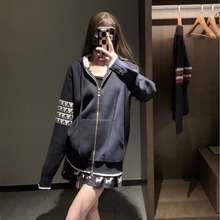 TB新款女士秋冬季棉外套休闲后背小狗拉链帽衫男女同款帽衫