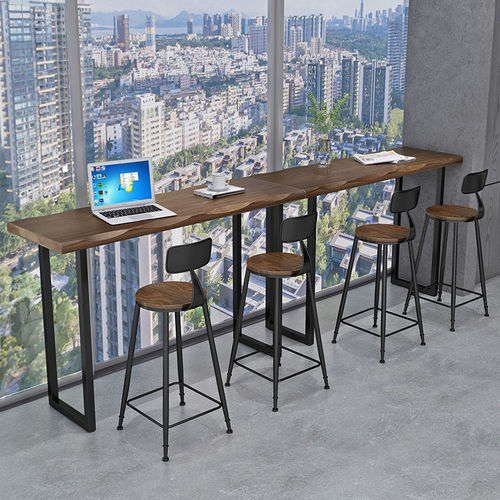 z% Retro internet celebrity solid wood bar table leisure balcony wall long table commercial bar high table leisure