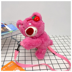 新しいソフトでかわいいイチゴクマぬいぐるみバッグ女の子のための甘い女の子人形クロスボディバッグホリデーギフト