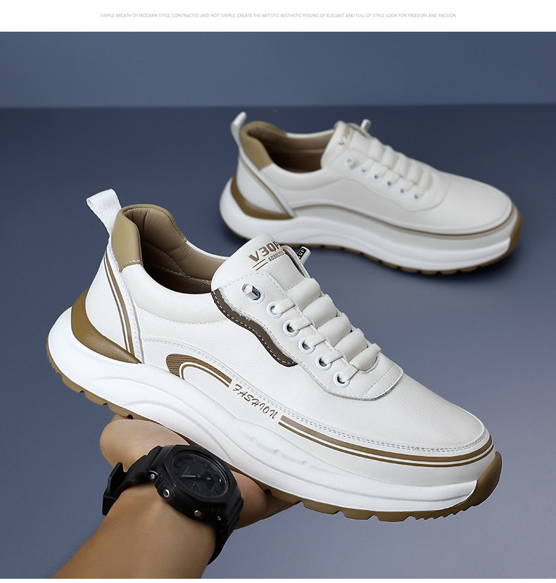 Giày thể thao nam sneaker cổ thấp đế dày gót 3–5 cm, mũi tròn, dây buộc, phối màu trắng đen kaki — H6892 màu kaki, H6892 màu trắng, H6892 màu đen chi tiết 19
