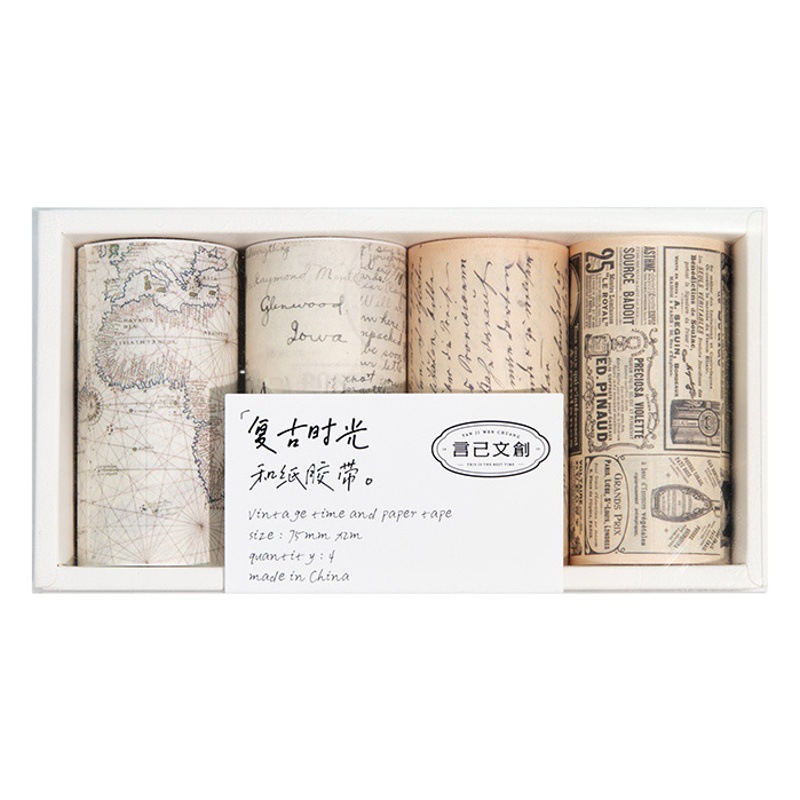 Yan Ji y cinta de papel traje retro Time Series carta Inglés Mapa Diario material pegatinas 4 involucrados