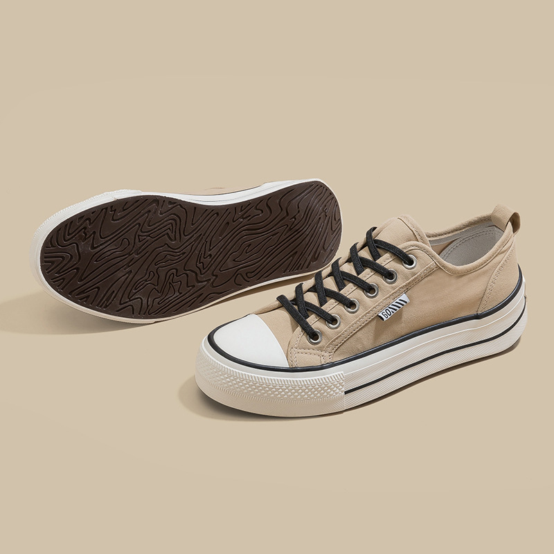 2026 nuevo estilo de moda zapatos de lona de altura de suela gruesa para mujeres zapatos de moda retro más estudiantes zapatos de lona casuales universales