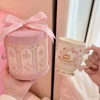 可爱卡通猫咪马克杯情侣陶瓷水杯咖啡杯子送女生生日礼物伴手礼盒