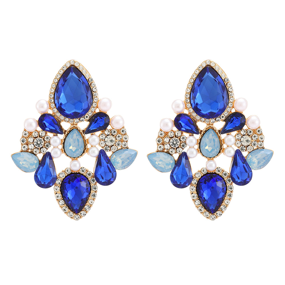 Retro Lady Simple Style Water Droplets Rhinestone Inlay Artificial Gemstones Women's Drop Earrings display picture 2