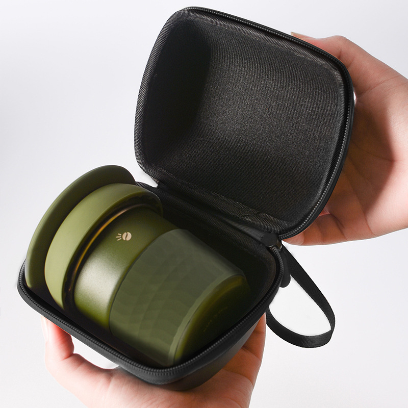 Juego de inicio de café hecho a mano Viaje al aire libre Coche Camping Taza de pastel portátil Taza de filtro de silicona Combinación de regalo