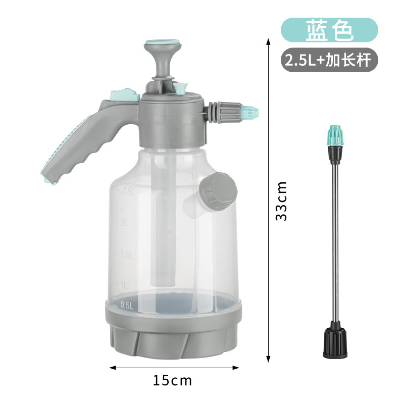 Botella de riego transparente de 2,5 L + palo largo (azul) [20 piezas/caja]