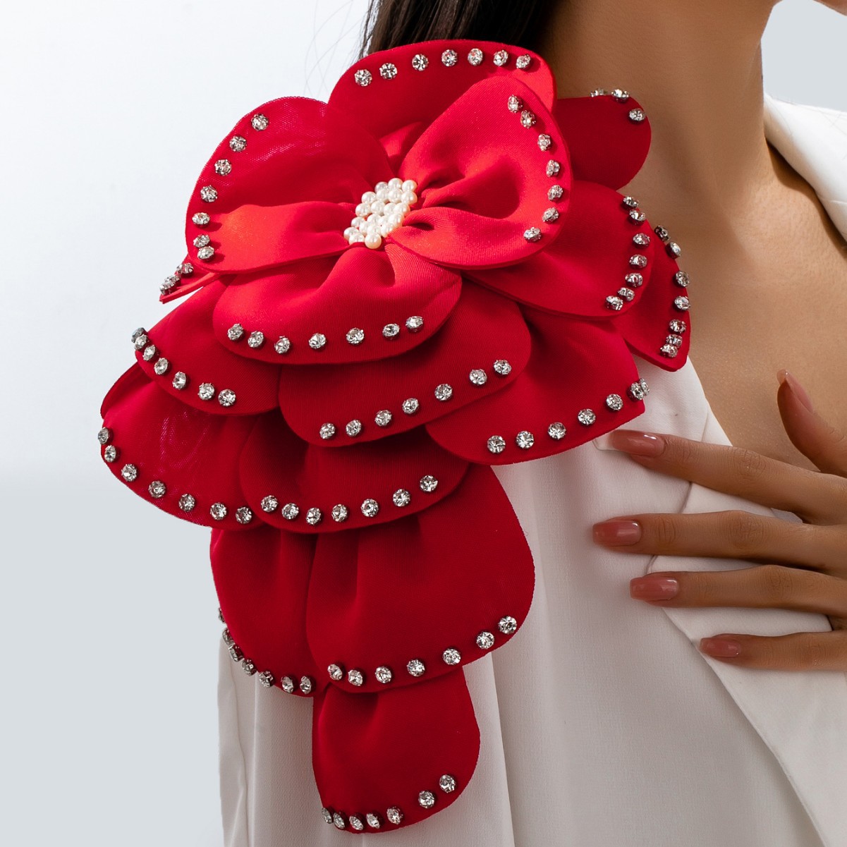 Cross-Border New Multi-Layered Stereo Beading High-End Fabric Large Flower DIY Clothes Dress Accessories Corsage Jewelry