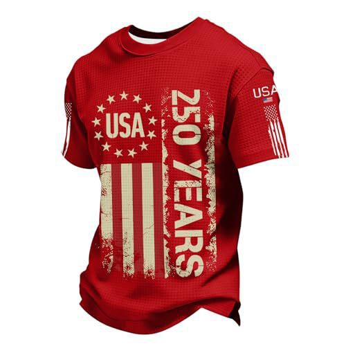 2026 New Cross-Border Amazon Men's Round Neck T-Shirt with American Anniversary Flag Celebration Carnival Print Men's Top