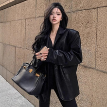 氛围感黑色机车皮衣外套女2025新款韩版时尚气质显瘦PU西装上衣潮