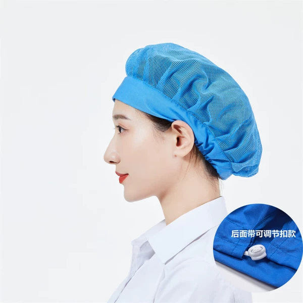 Blue mesh cap adjustment buckle wide brim style
