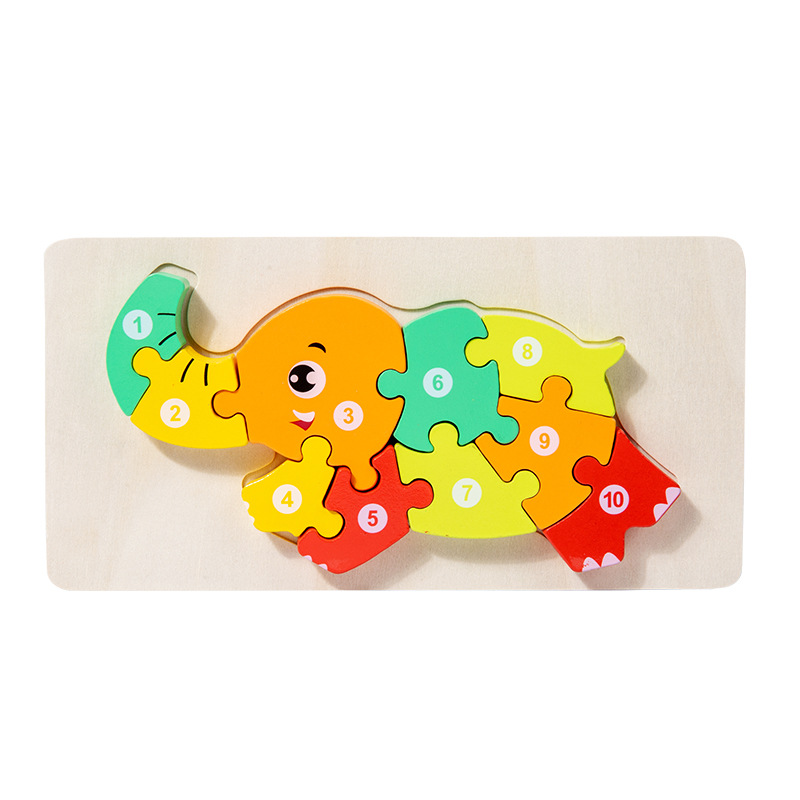 Niños pequeños madera 12 colores cognitivos números emparejados de tráfico animal gran puzzle puzzle puzzle juguetes de puzzle