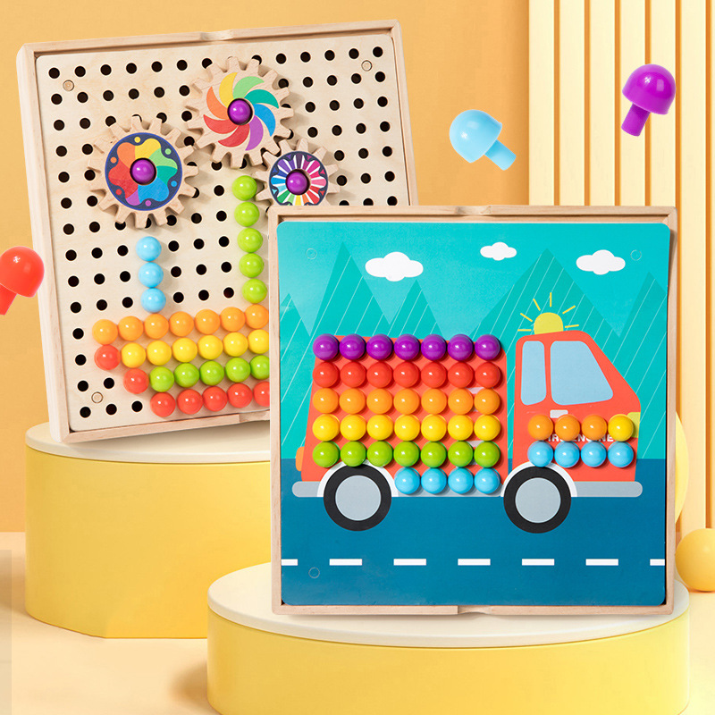 Modelo de rompecabezas botones creativos rompecabezas de partículas grandes uñas de hongos placa de empalme de tuerca diagrama de forma de combinación de bricolaje