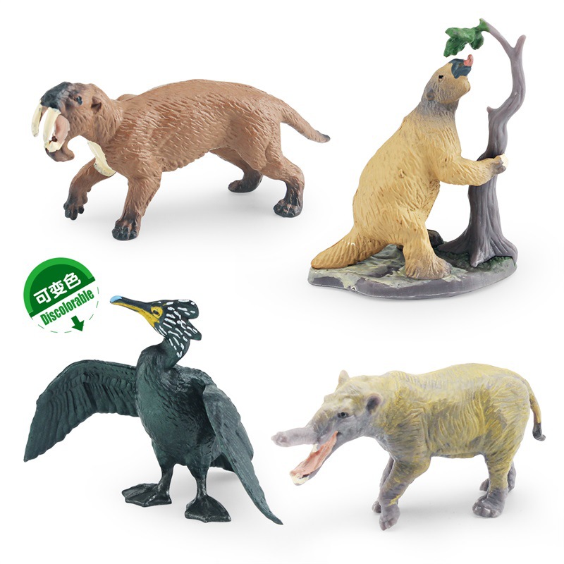 Simulación cognitiva de los niños dientes de sable Tigre pala diente estatua Ling blanco nutria de tierra bosque extinción animal modelo adornos estáticos