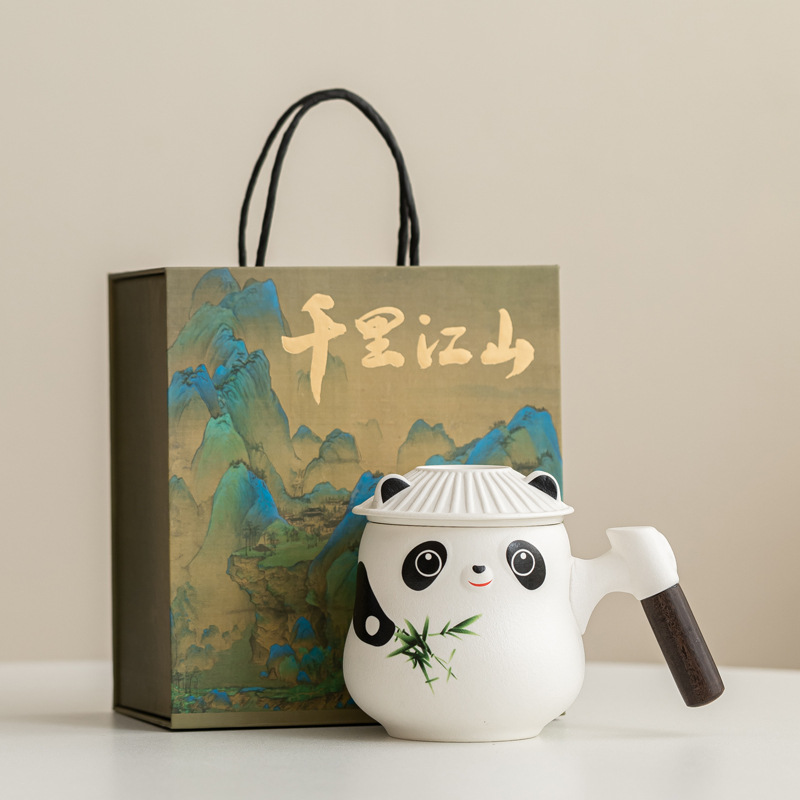 Taza de panda cultural y creativa de la marea nacional Taza de cerámica Taza de té Taza de café Taza de filtro Nombre tallado Taza de apellido LOGO al por mayor
