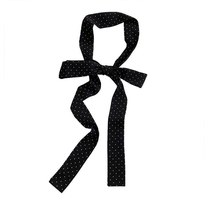 Pañuelo de seda, tira larga, sensación de alta calidad, todo fósforo, pequeños accesorios, primavera y verano, nuevos productos, pañuelo retro con lunares, cinturón decorativo para el cabello
