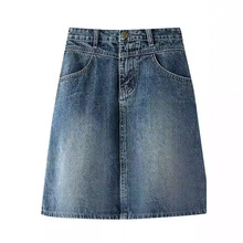 2024年初夏新款大码五分牛仔半身裙女胖妹妹宽松复古显瘦休闲中裙