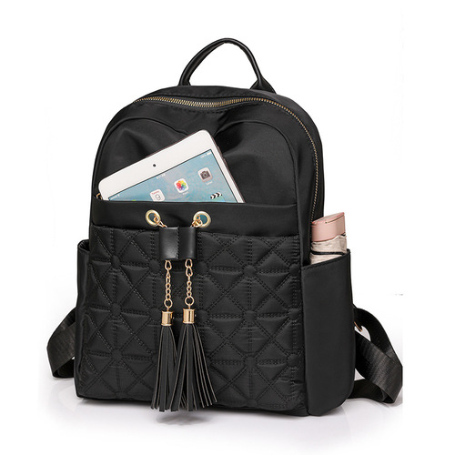 Diamond Pattern Embroidered Double Shoulder Bag for Women 2024 New Model Ladies Backpack Korean Style Versatile Large Capacity Waterproof Travel Backpack