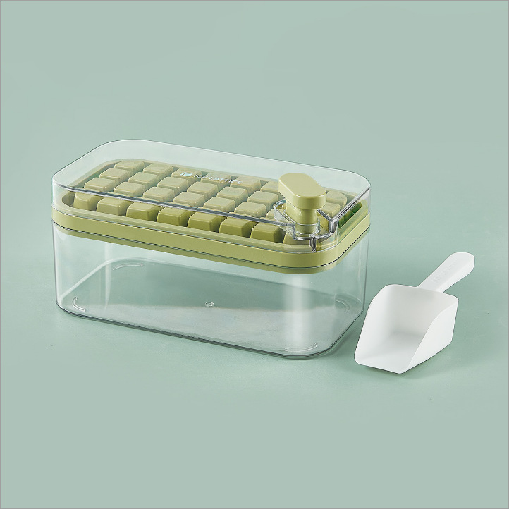 Al presionar el molde del cubo de hielo bandeja de hielo caja de hielo almacenamiento del hogar cubo de hielo congelado refrigerador Dispositivo de almacenamiento de hielo haciendo herramienta abrasiva artefacto