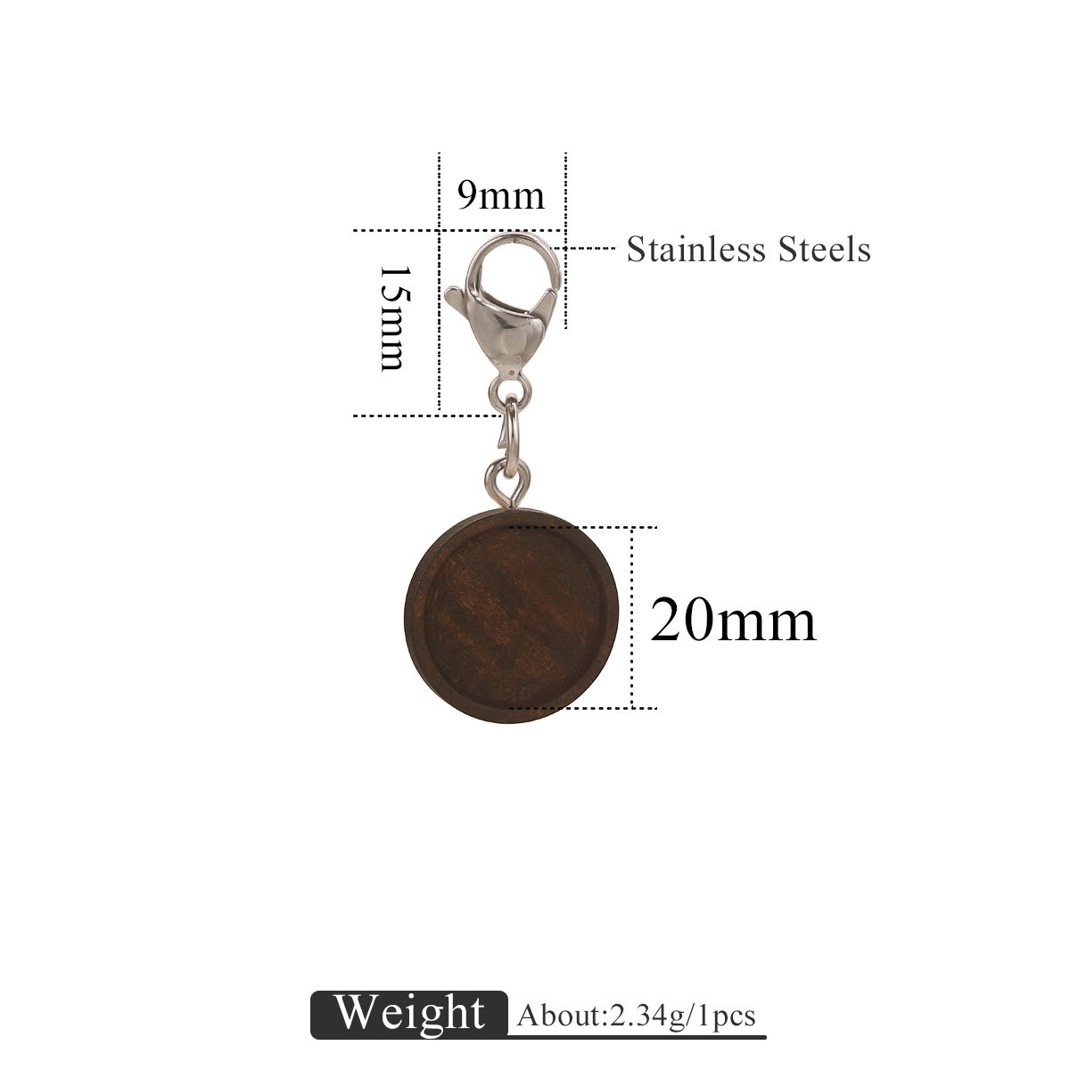 Base de madera redonda + ojo de oveja + anillo abierto + 15 joyería de joyería de llavero de joyería de joyería