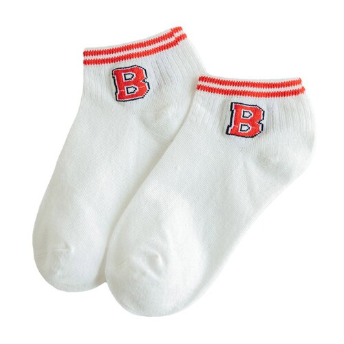 Seasonal Trend Socks for Women, Short Leg Socks with Letters, Japanese Style, Gym Socks, School Style, Double Bar White, Fashionable and Versatile