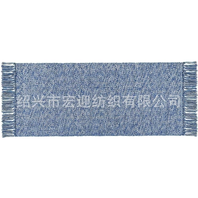 Avtomobil döşəmə paspasları — cross-border foreign trade twill multi-colored - twill-blue-tassels-60x90cm
