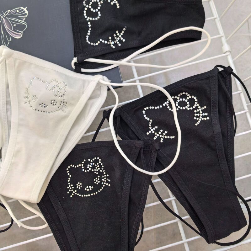 Flash drill kt ~ hot drill cat head subculture Japanese cute underwear women's thin cotton women's thong sexy