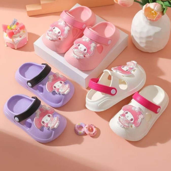2026 Children's Slippers Summer Cartoon Girls Princess Sandals Non-Slip Soft Sole Cute Baby Baotou Croc Shoes