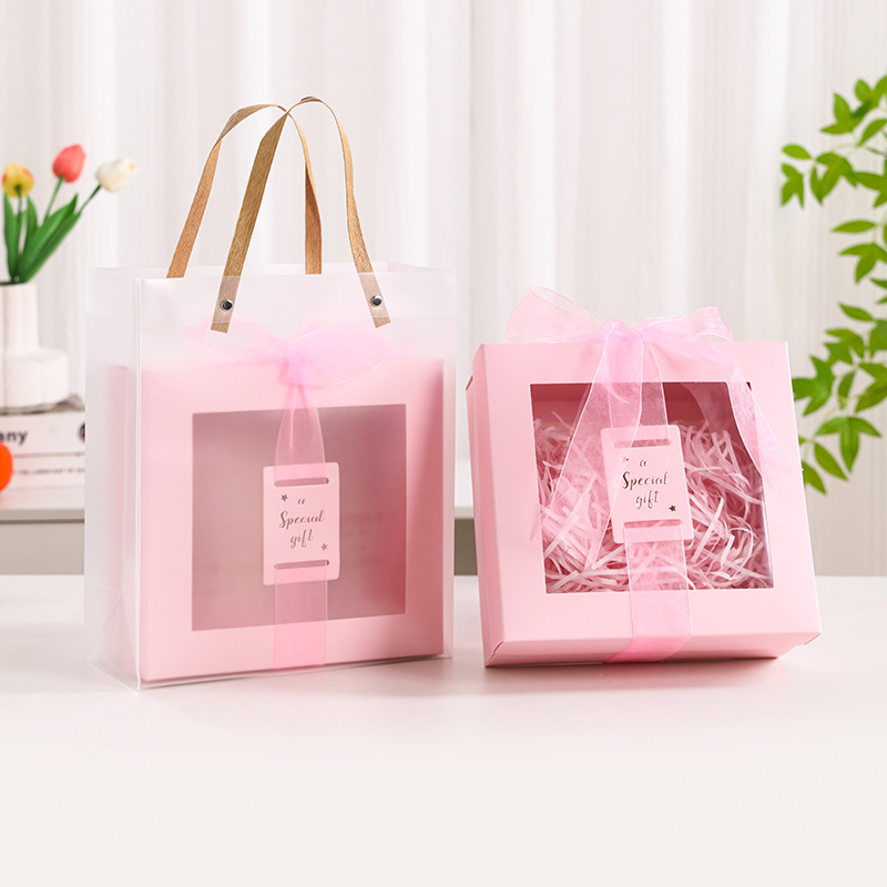 Gift box transparent window gift box empty box hand-held souvenir box wedding birthday full moon return gift gift packaging box