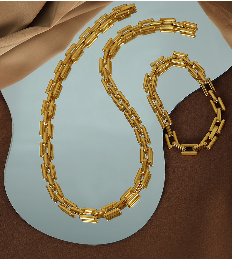 16g Weight 0.03µm-0.05µm Gold Plating Thickness PVD Coated Gold Plating Process Real Gold Plated Plating Material Bracelets, Necklace Classification 1 Piece Quantity Daily Occasion Titanium Steel Material Geometric Pattern Unisex Gender Simple Style Style Waterproof Non Tarnish, Plating Craft PVD Coated Real Gold Plated Geometric Titanium Steel Simple Style Waterproof Non Tarnish Bracelets Necklace 8