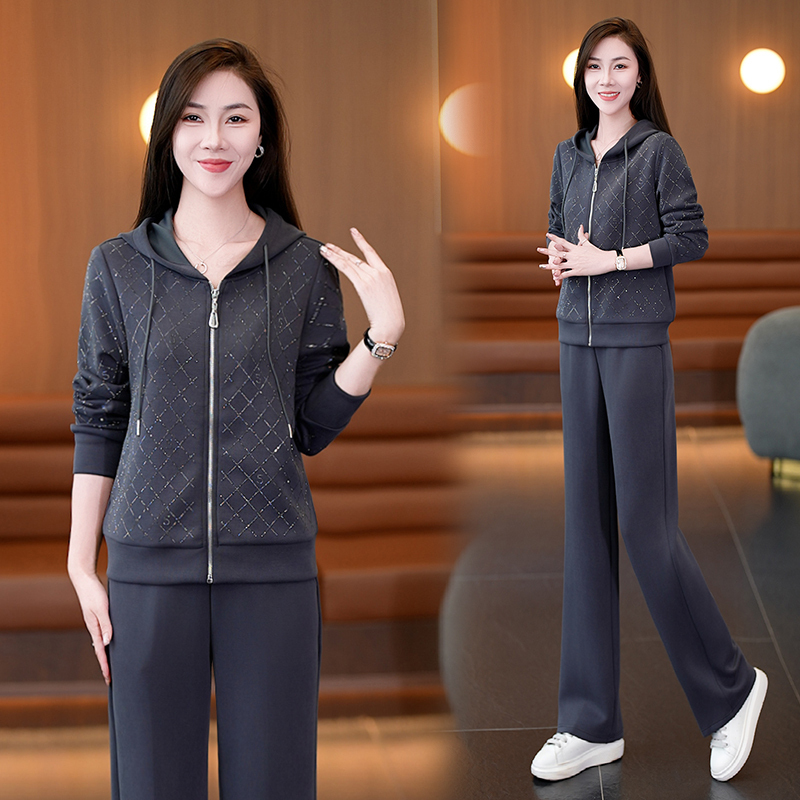 春秋季女款运动服套装2025新款长袖POLO领休闲跑步健身服弹力舒适|undefined