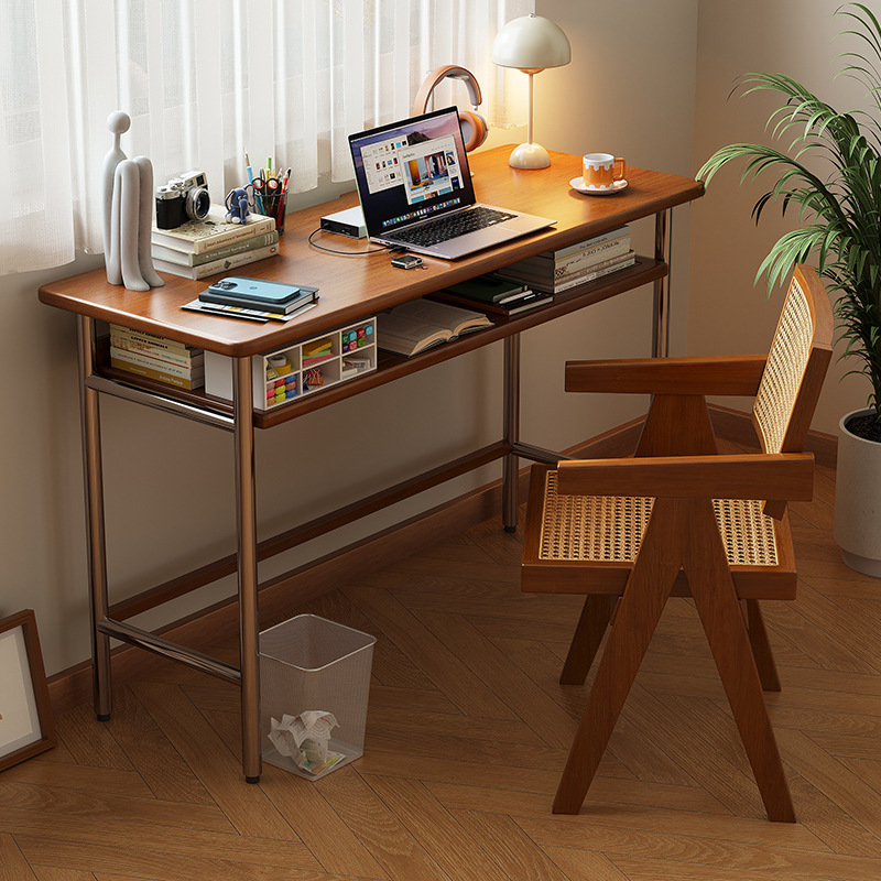 Medieval Style Solid Wood Desk 2025 New Home Desk Small Apartment Normcore Computer Desk Study Narrow Workbench