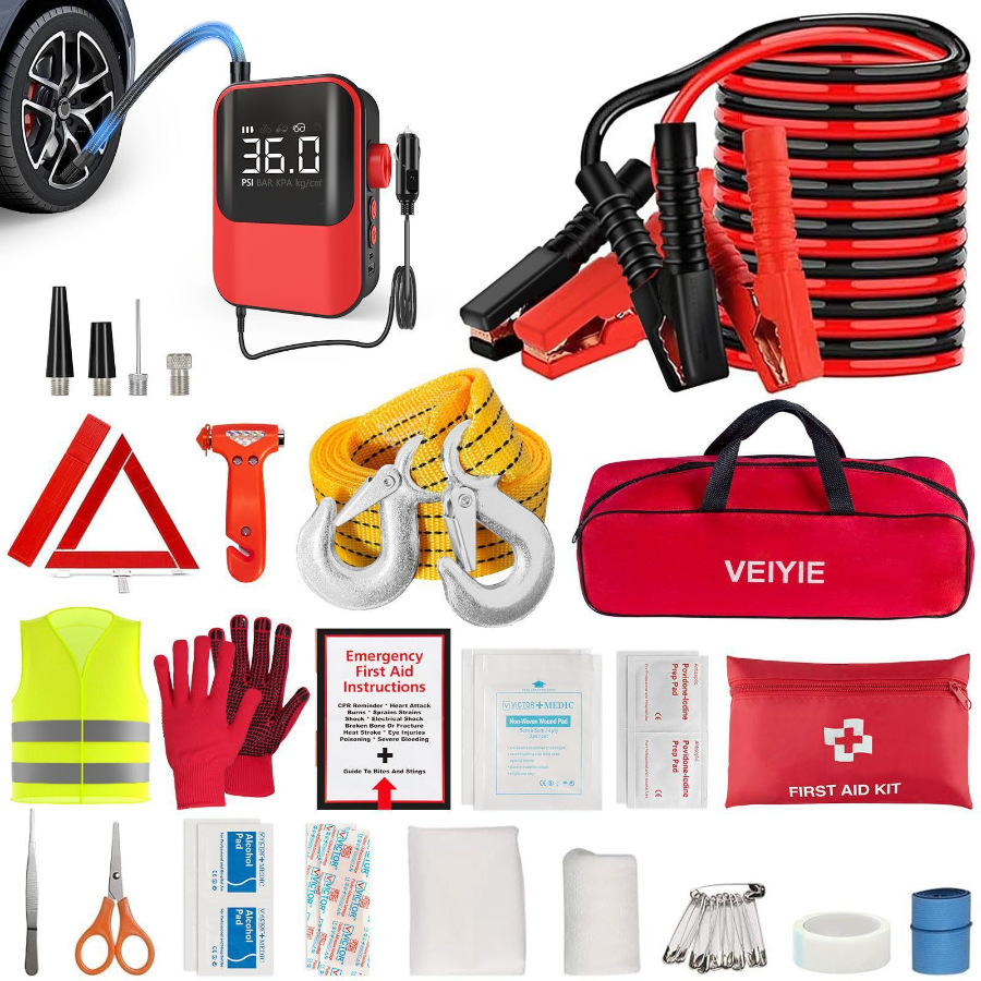 Car emergency kit toolbox for private vehicles, outdoor first aid equipment, rescue set for cars