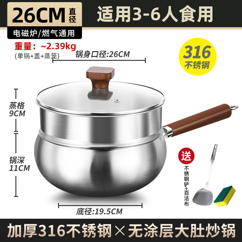 Wok de Cocina Doméstico 316 de Acero Inoxidable 316 Sin Recubrimiento para Cocina Doméstica image 13