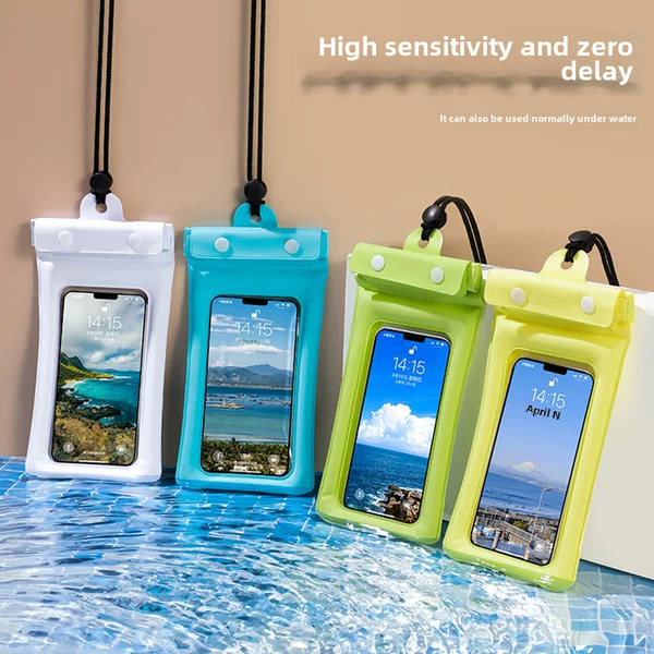 New inflatable three-layer sealed Velcro mobile phone waterproof bag tri-fold airbag inflatable mobile phone waterproof bag