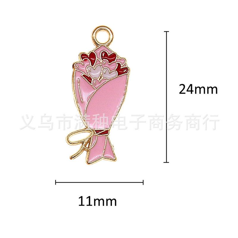 バレンタインデーピンクラブハートジュエリーアクセサリー diy ブレスレットキーホルダーネックレスペンダント合金オイルドリップペンダント|undefined