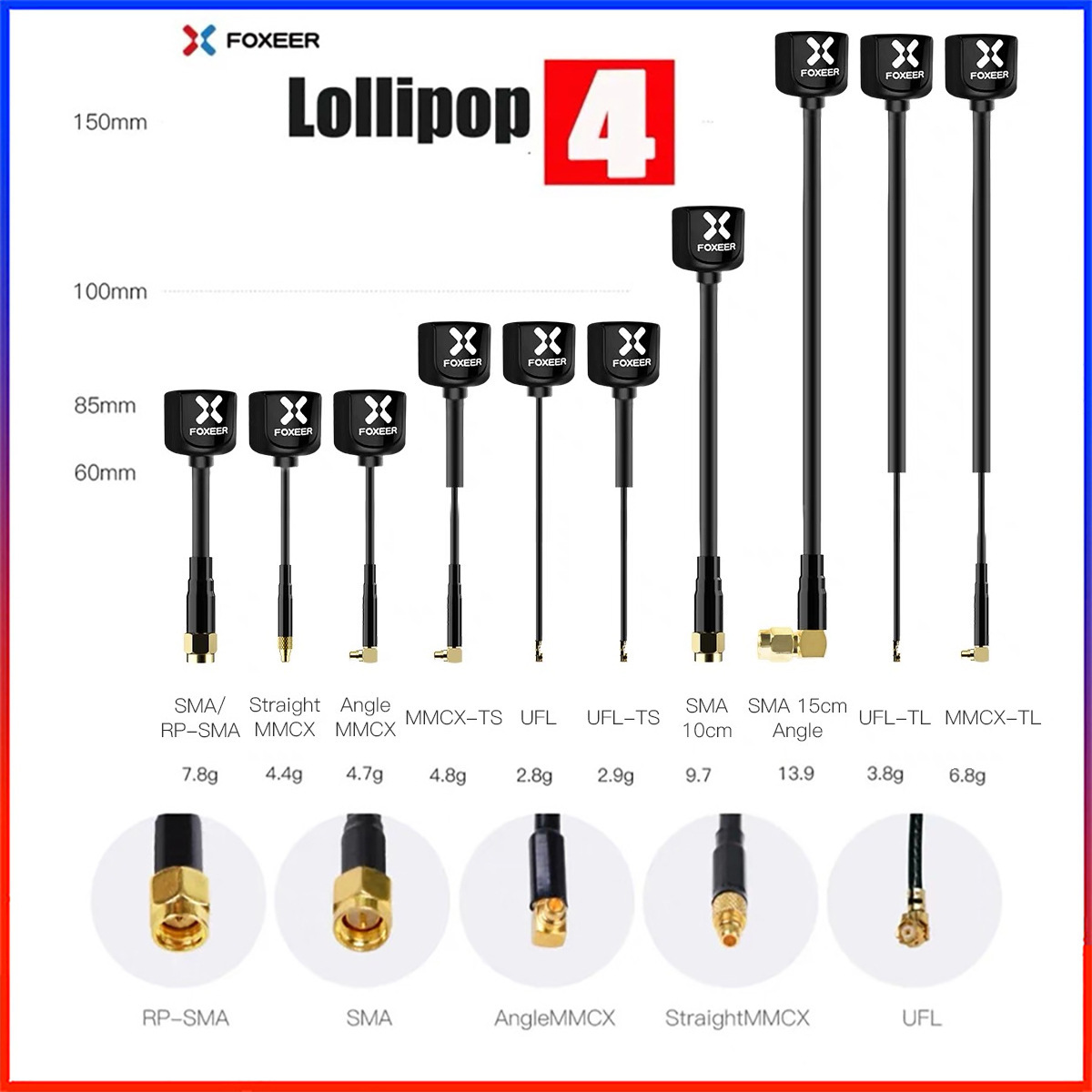 FOXEER棒棒糖Lollipop 4代天线图传眼镜增益5.8G发射接收2.6d厂家